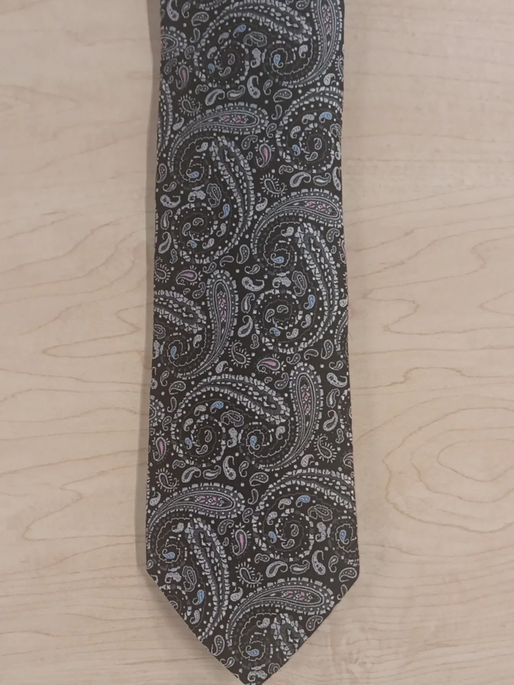 Robert Talbott Black Paisley Tie with Pink & Blue Highlights